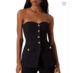 Astr The Label Milani Strapless Slim Fit Button Front Top